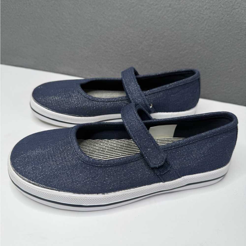 Wonder Nation Girls Blue and White Velcro Casual Shoes School Uniform Size 1